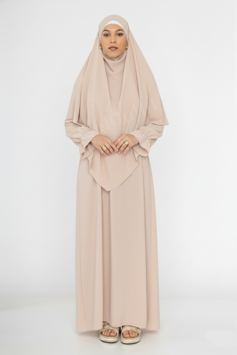 2-piece khimar abaya set ref:2316+2501jazz: Gris