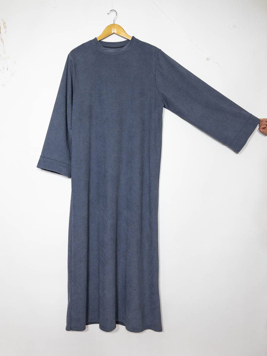 Long abaya ref:2393B-ribbed