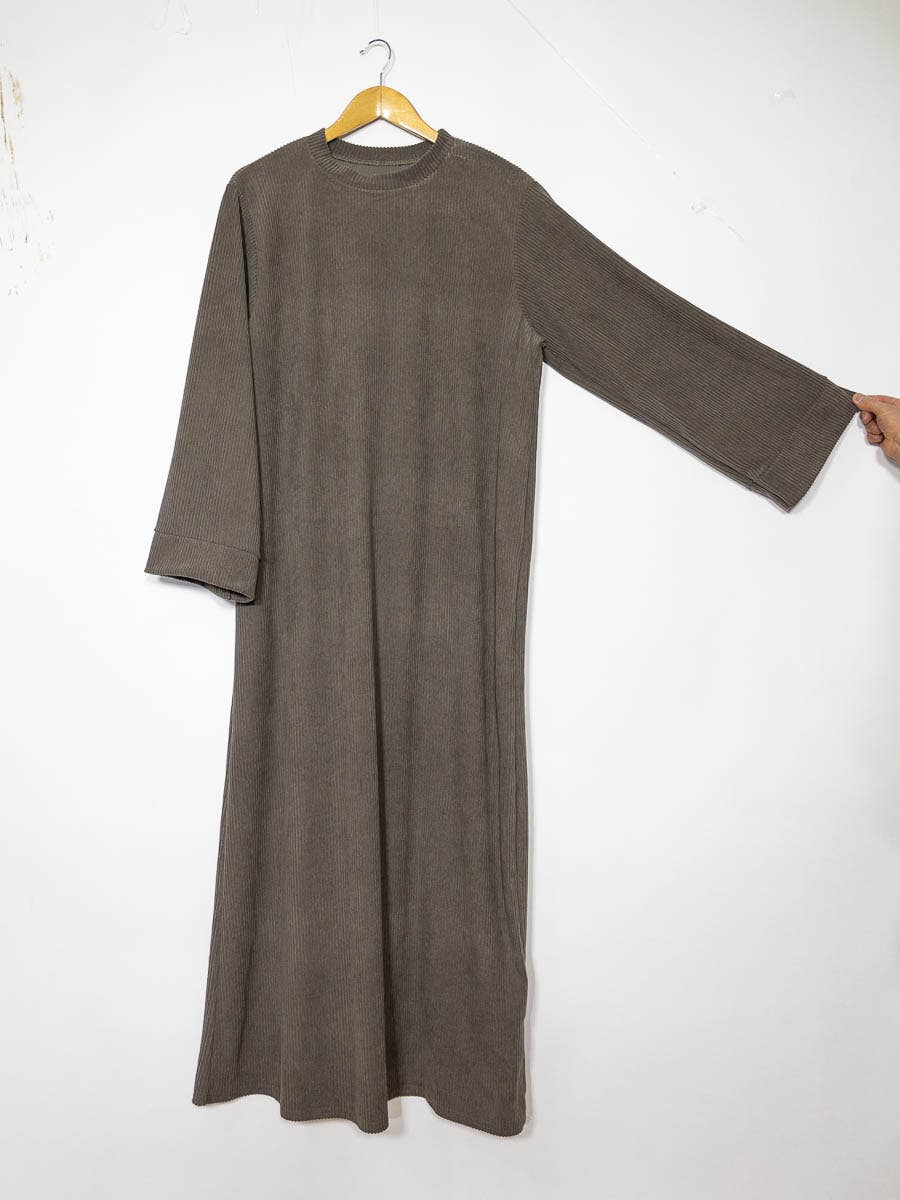 Long abaya ref:2393B-ribbed