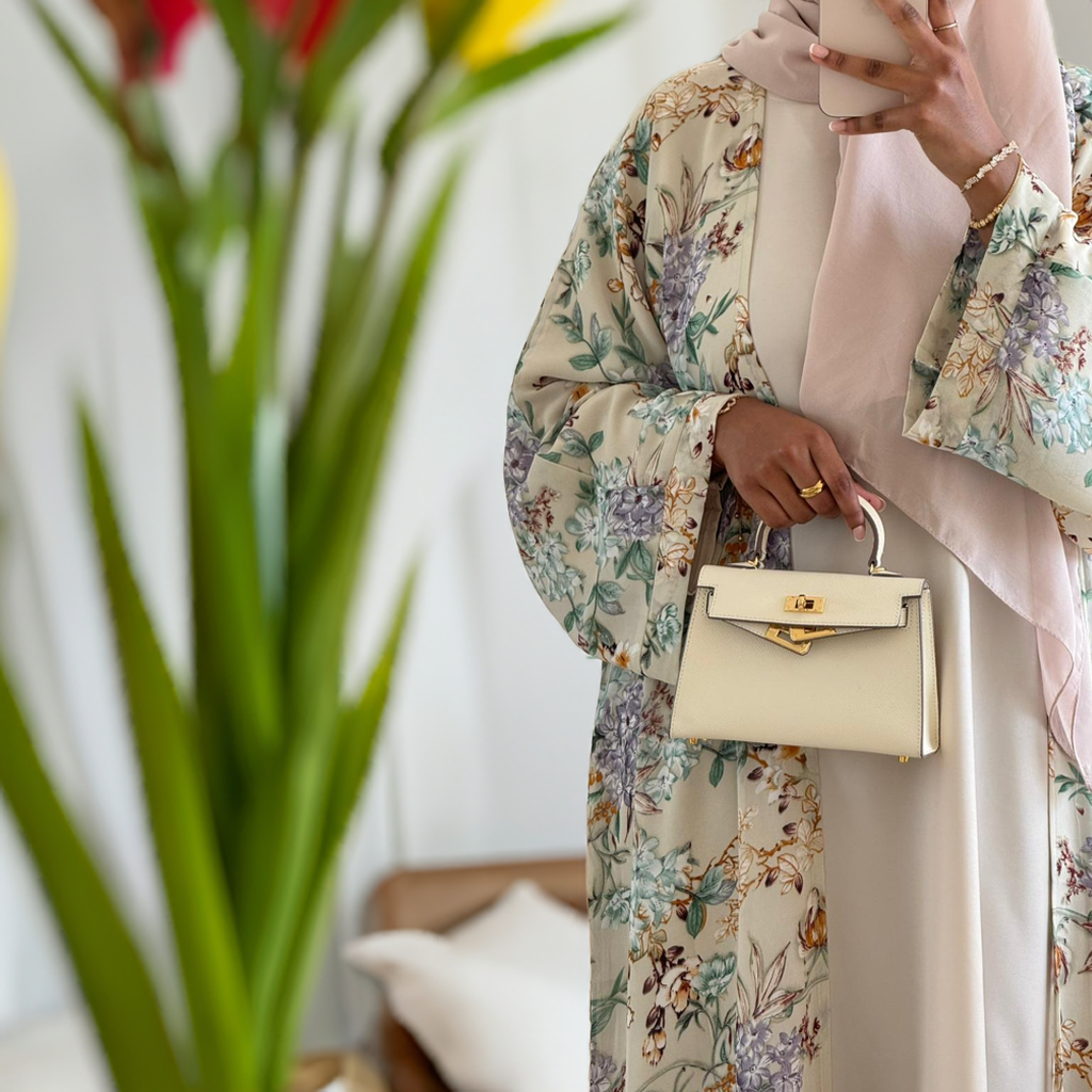 Floral 4pc Printed Abaya
