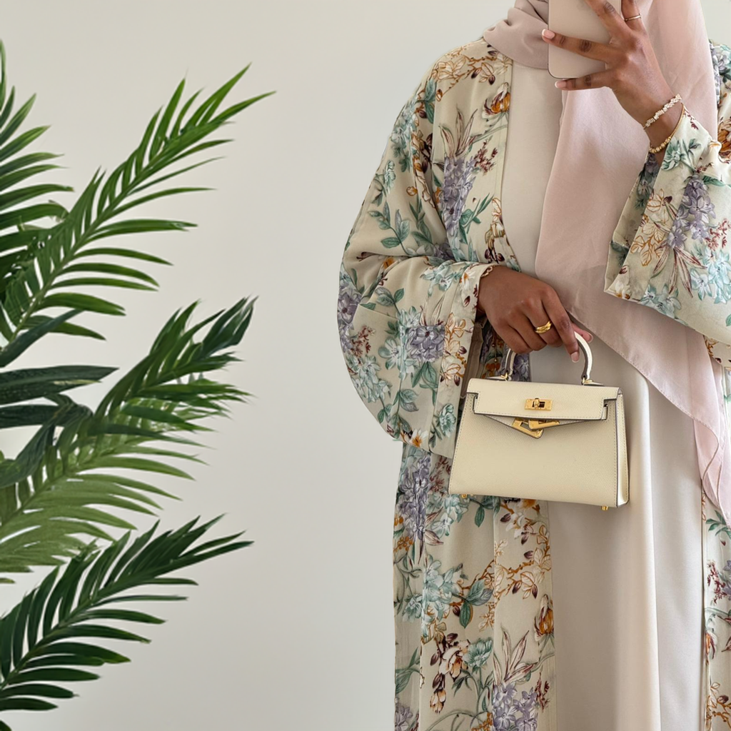 Floral 4pc Printed Abaya