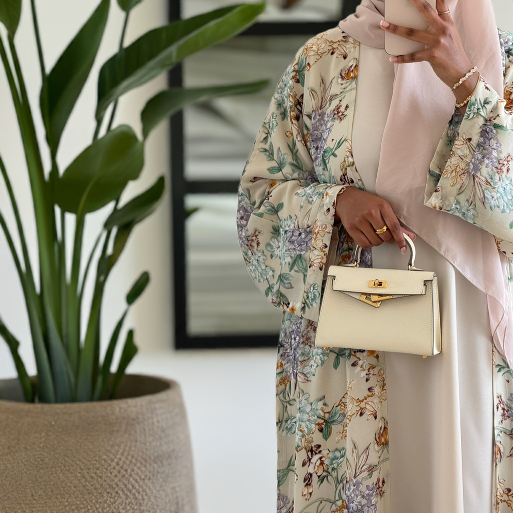 Floral 4pc Printed Abaya