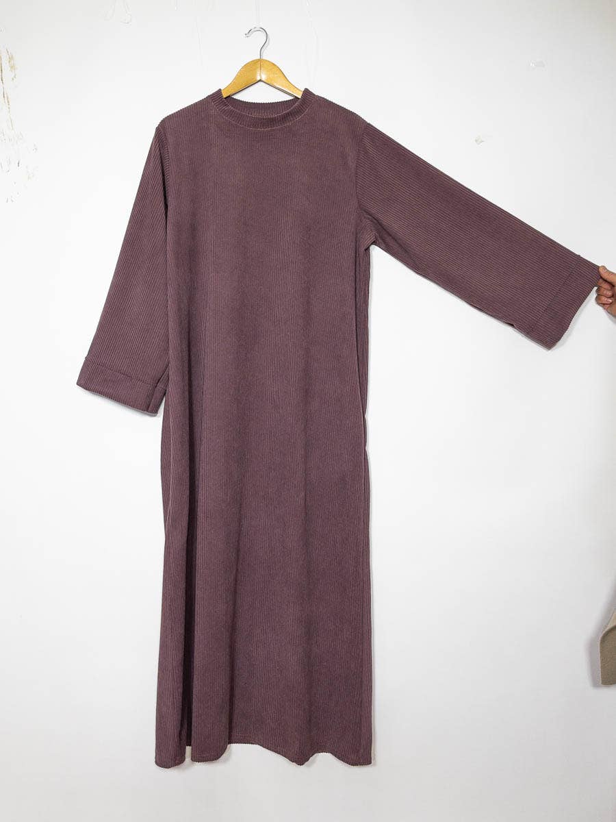 Long abaya ref:2393B-ribbed
