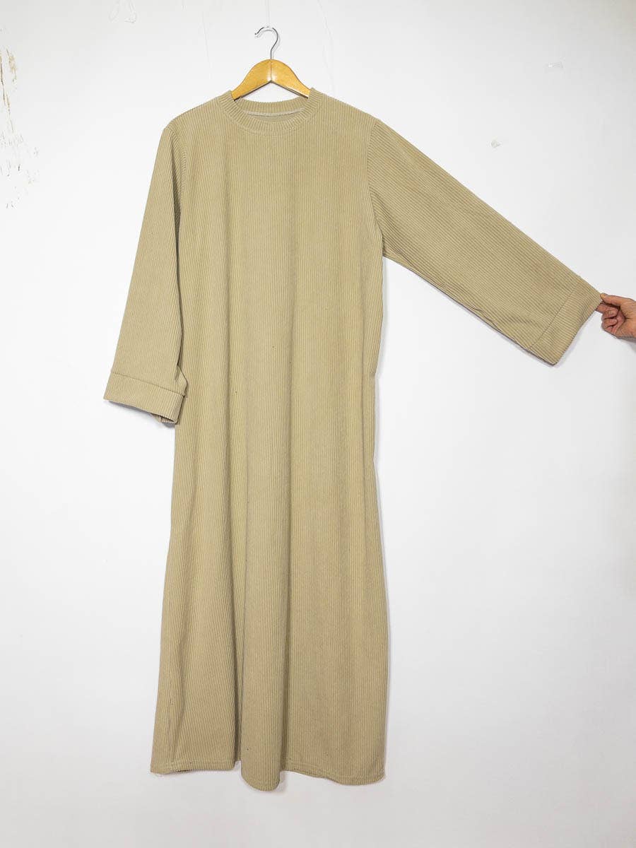 Long abaya ref:2393B-ribbed