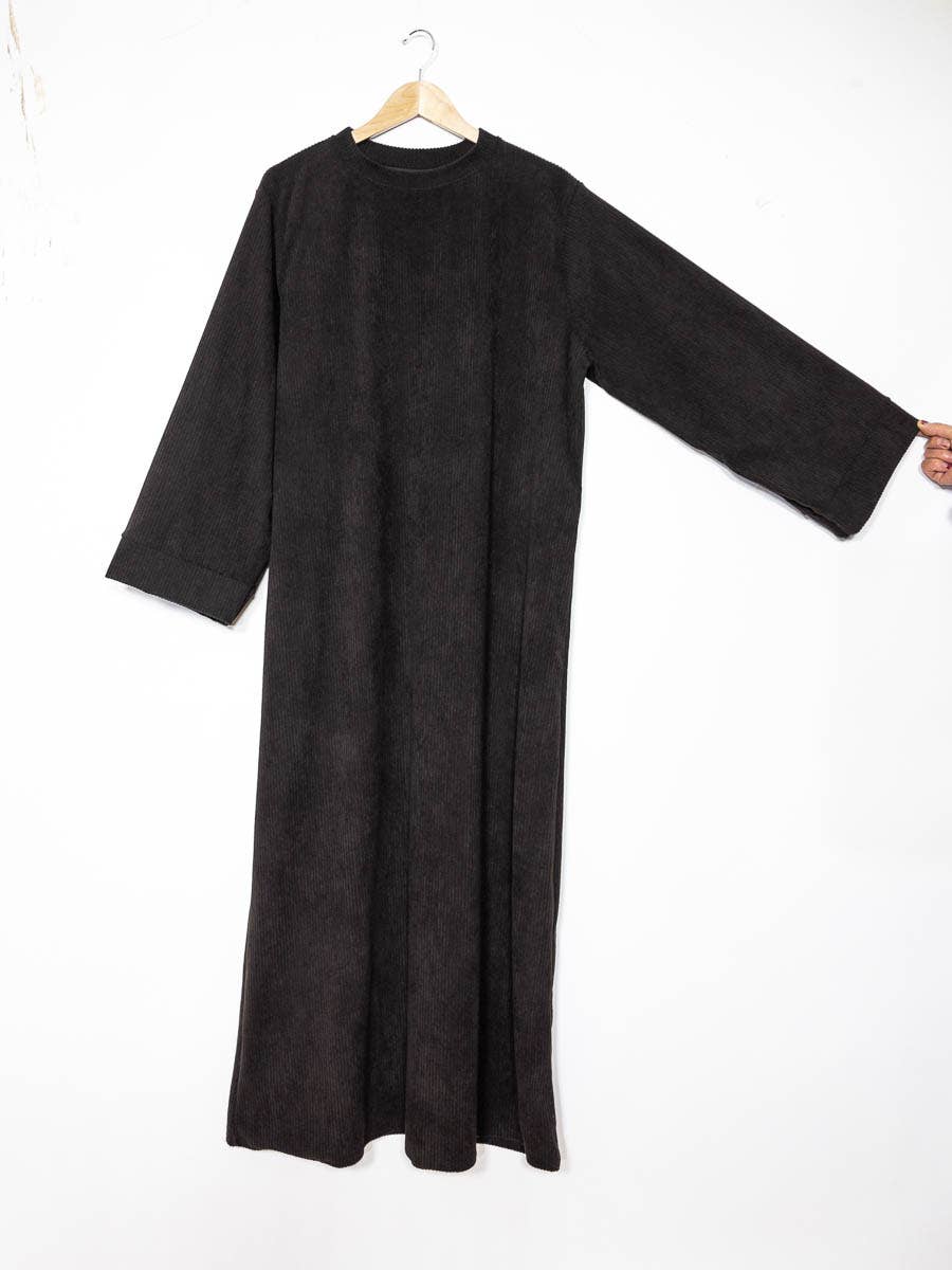 Long abaya ref:2393B-ribbed