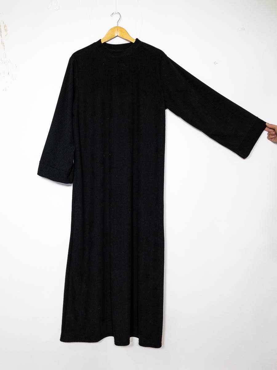 Long abaya ref:2393B-ribbed