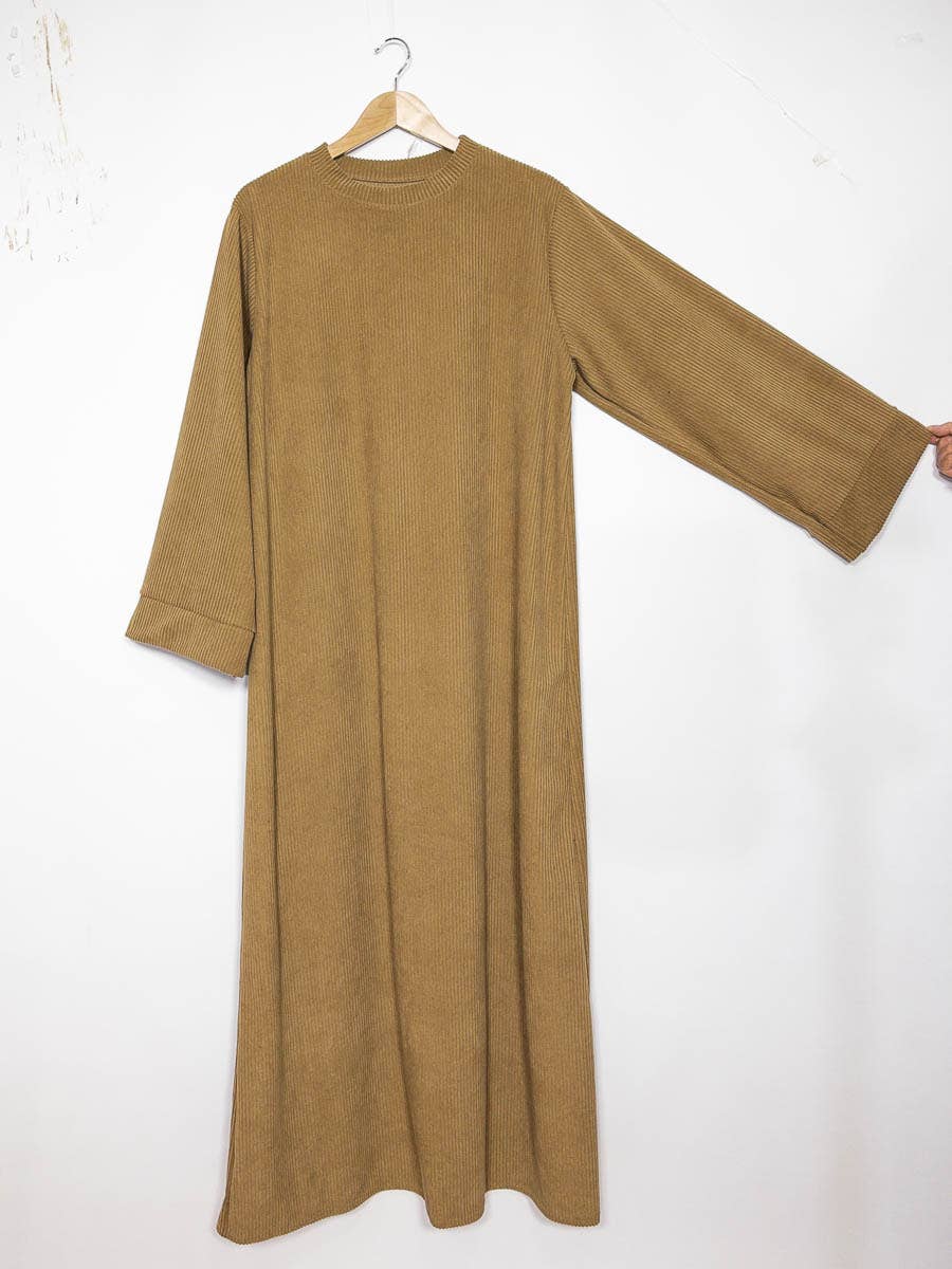Long abaya ref:2393B-ribbed
