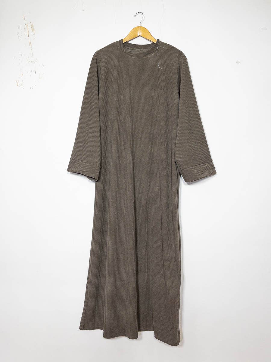Long abaya ref:2393B-ribbed