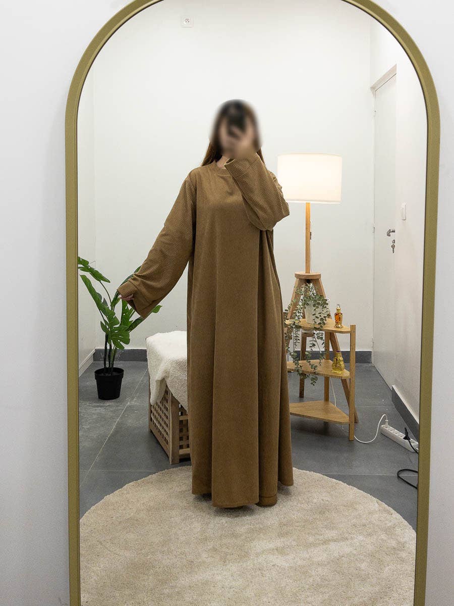 Long abaya ref:2393B-ribbed