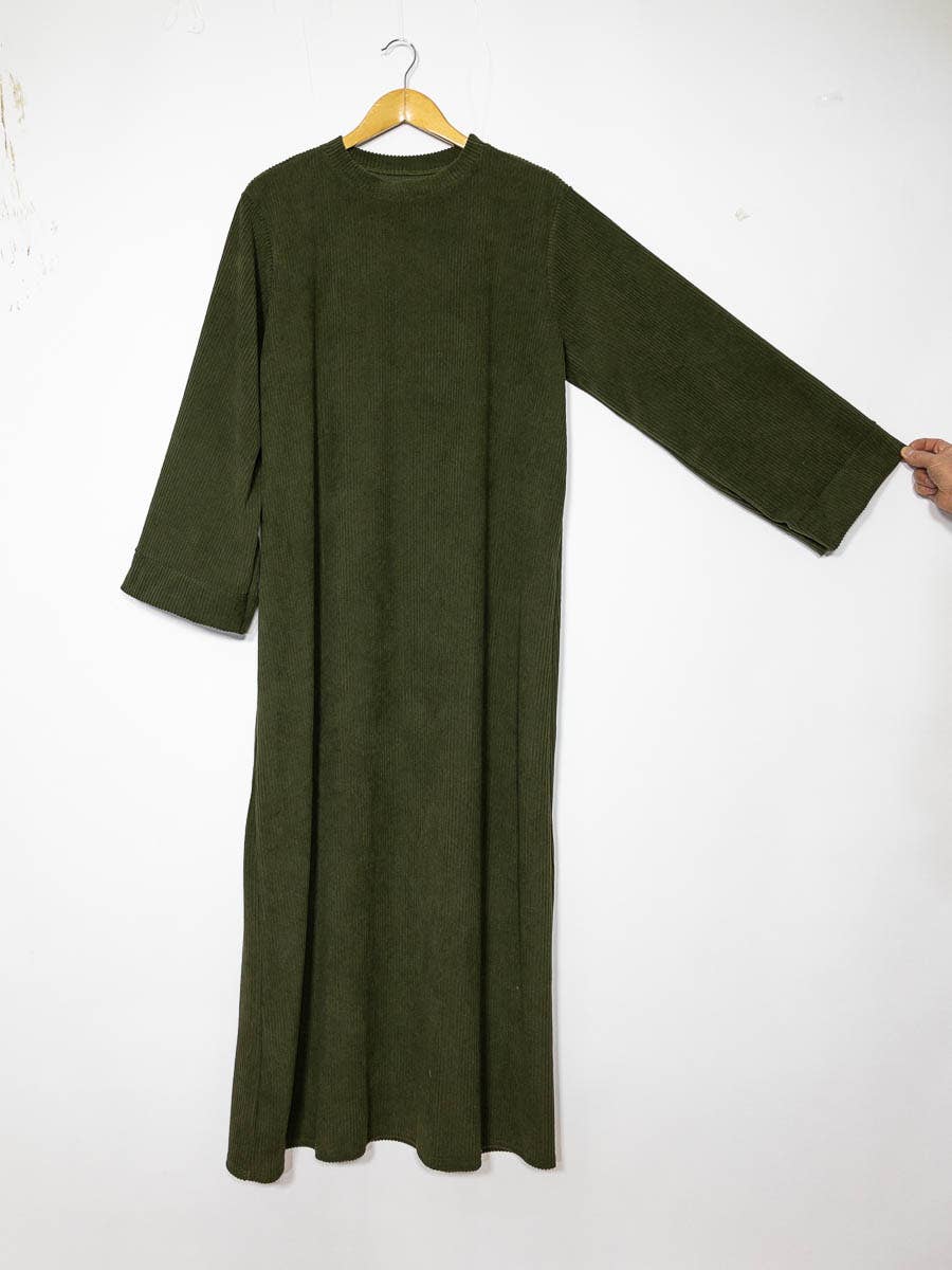 Long abaya ref:2393B-ribbed