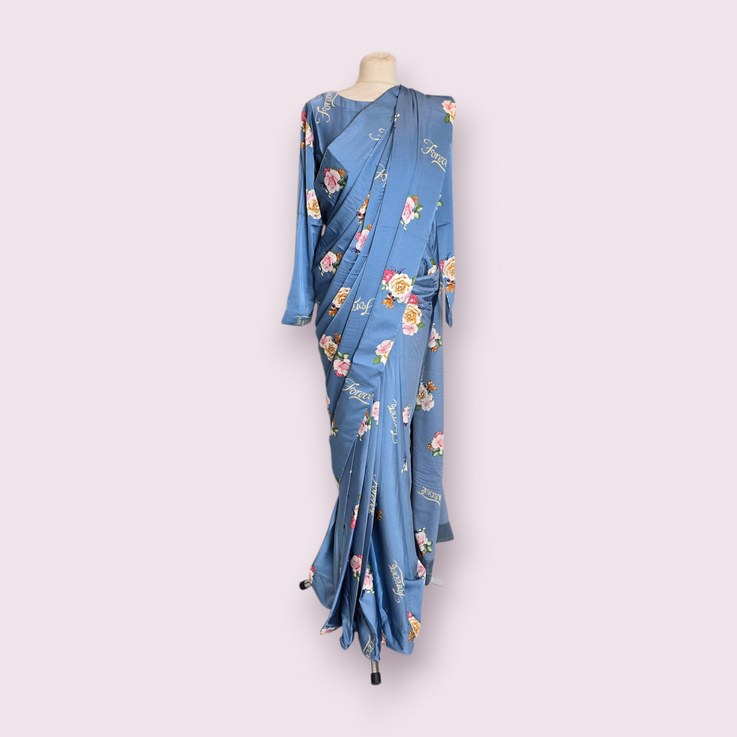Satin Floral Printed Ready-made Saree