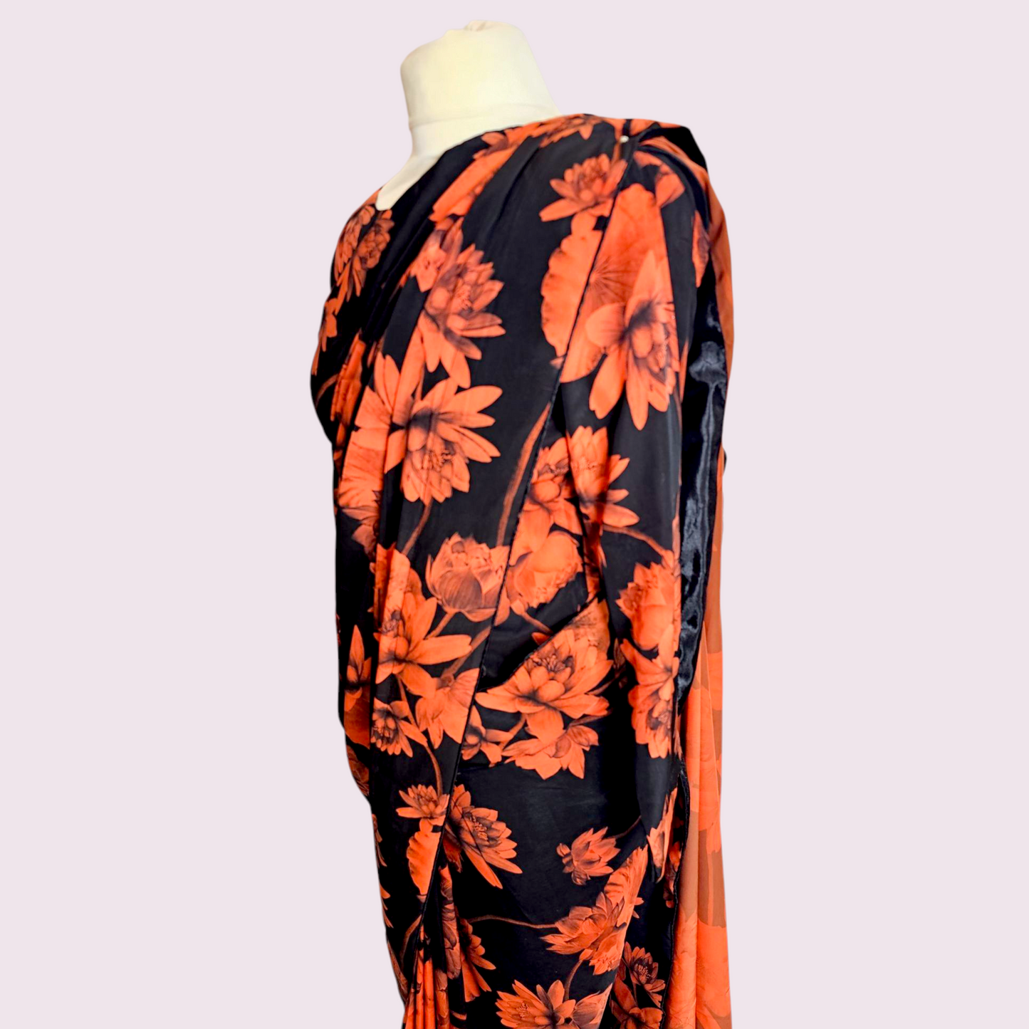 Beautiful Floral-Print Stain Ready-Made Saree