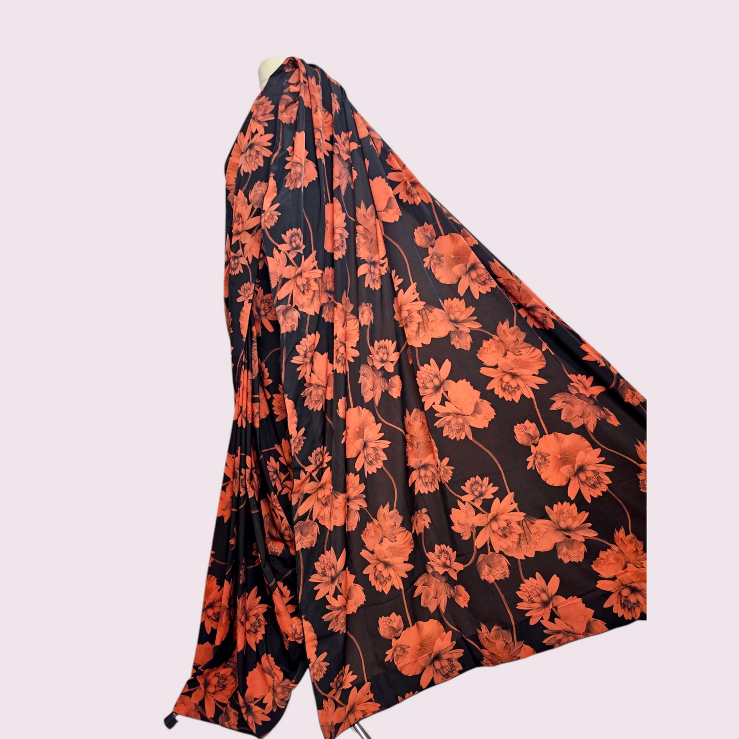 Beautiful Floral-Print Stain Ready-Made Saree