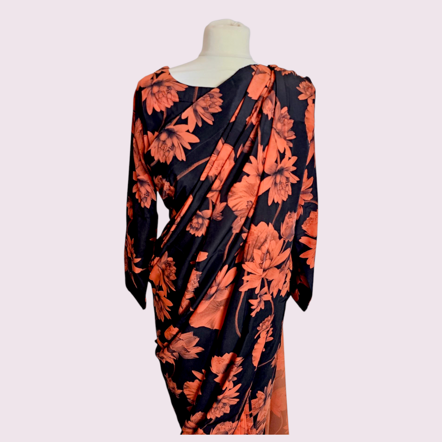 Beautiful Floral-Print Stain Ready-Made Saree