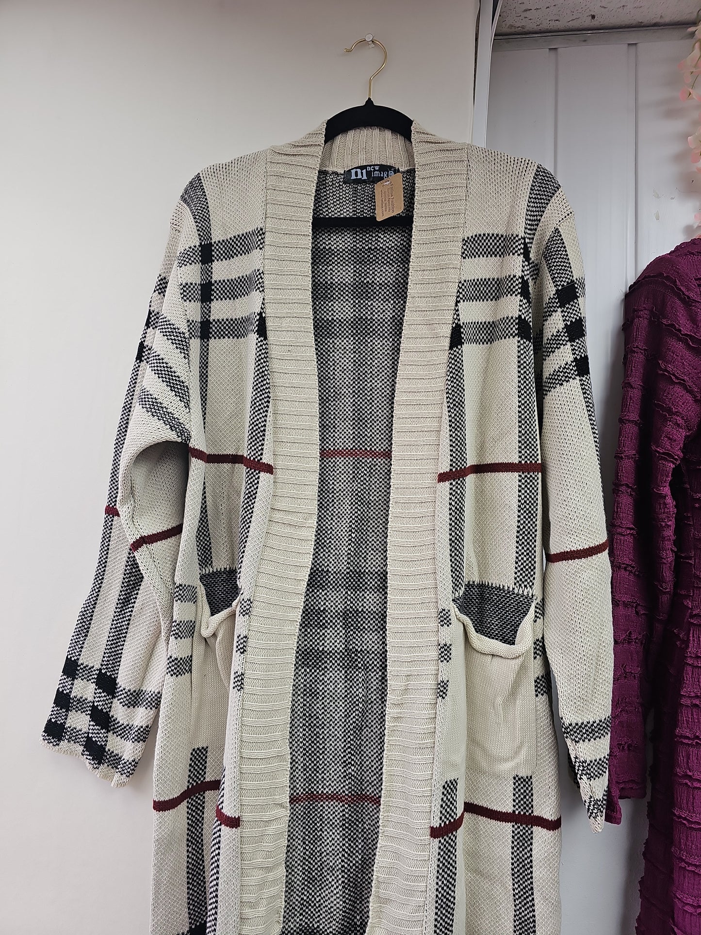 Contrast Striped Knitted Open Front Cardigan