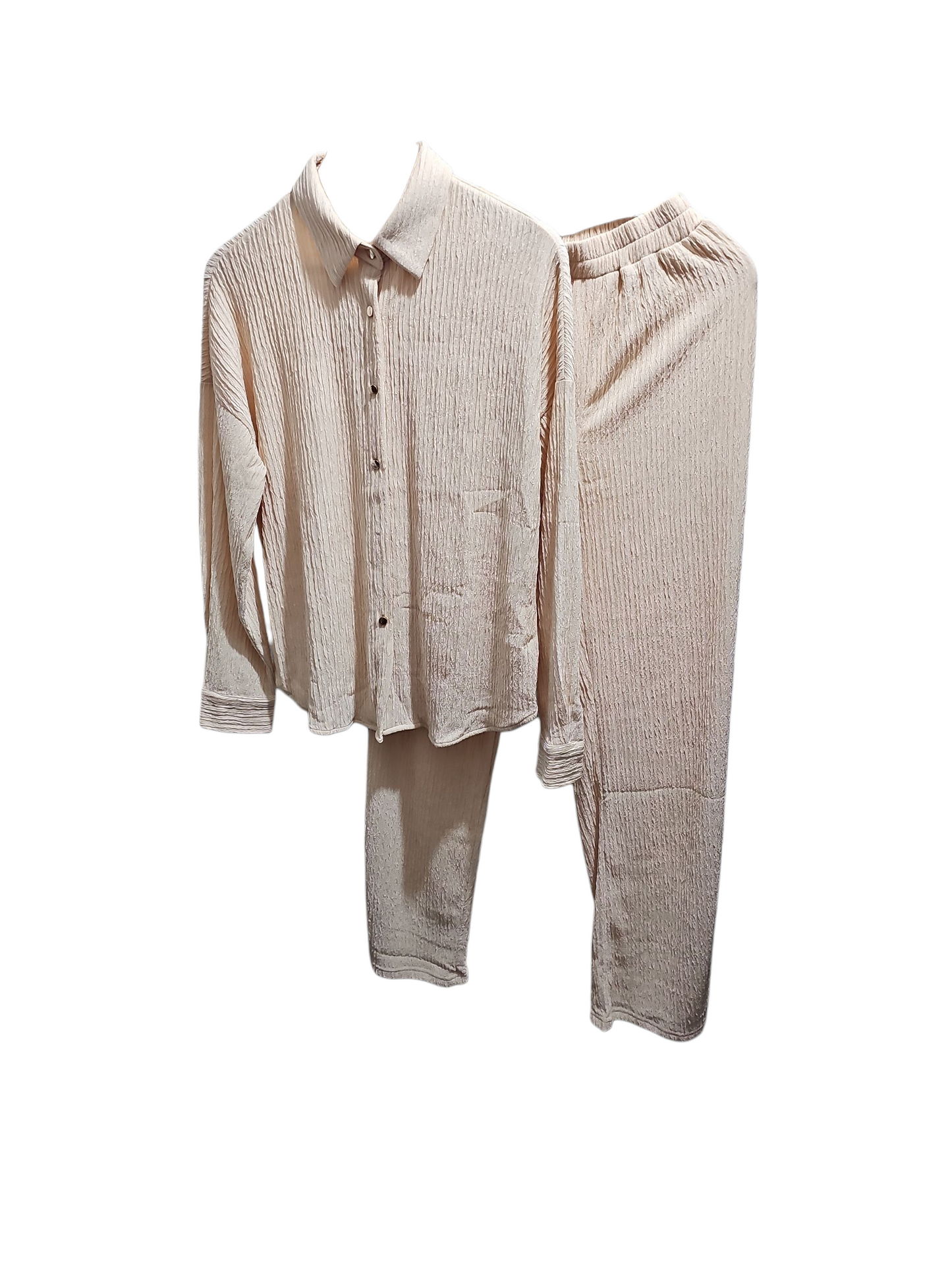 Stylish Summer crinkle design 2pc Top and Trouser set One-size to fit all Comfortable Suits
