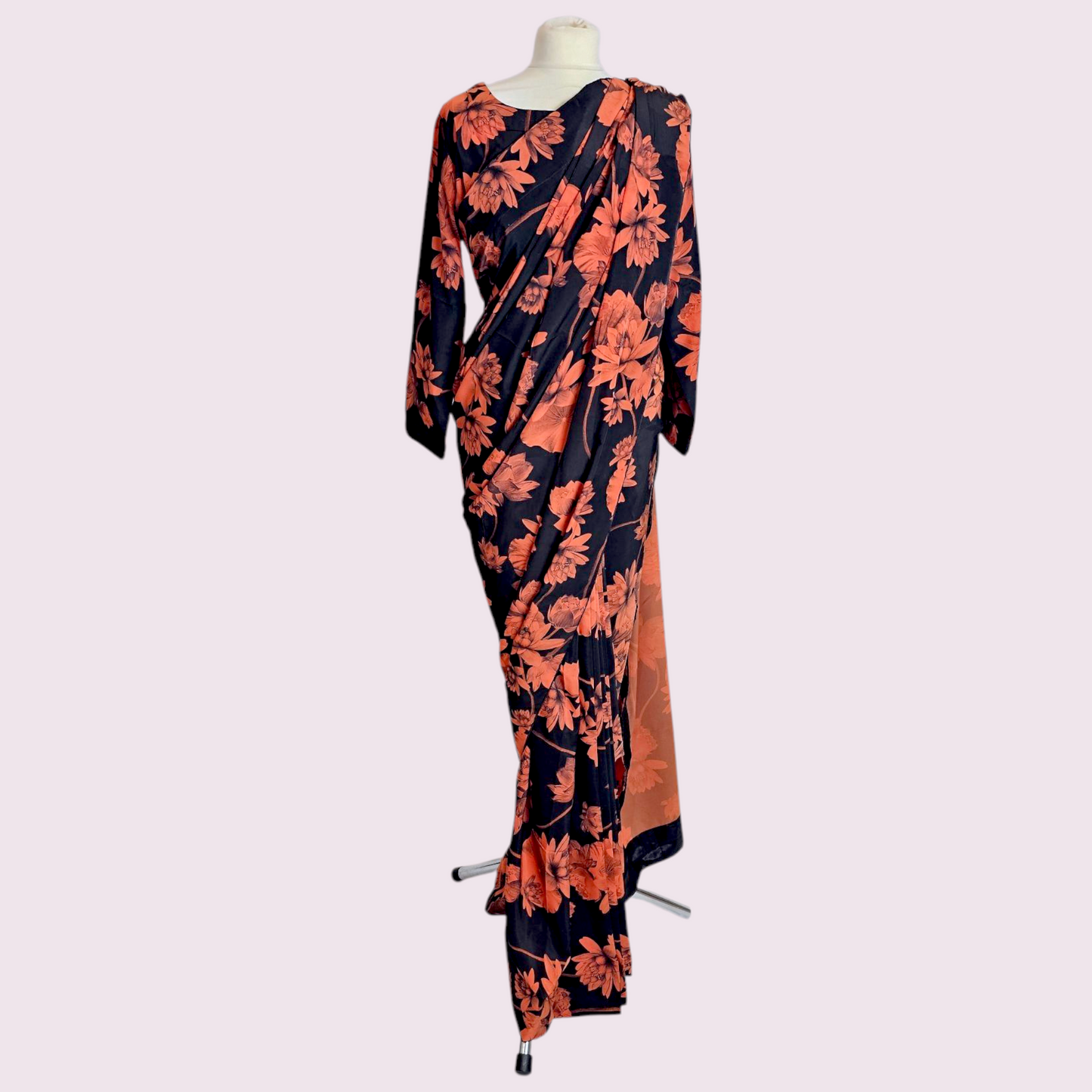 Beautiful Floral-Print Stain Ready-Made Saree