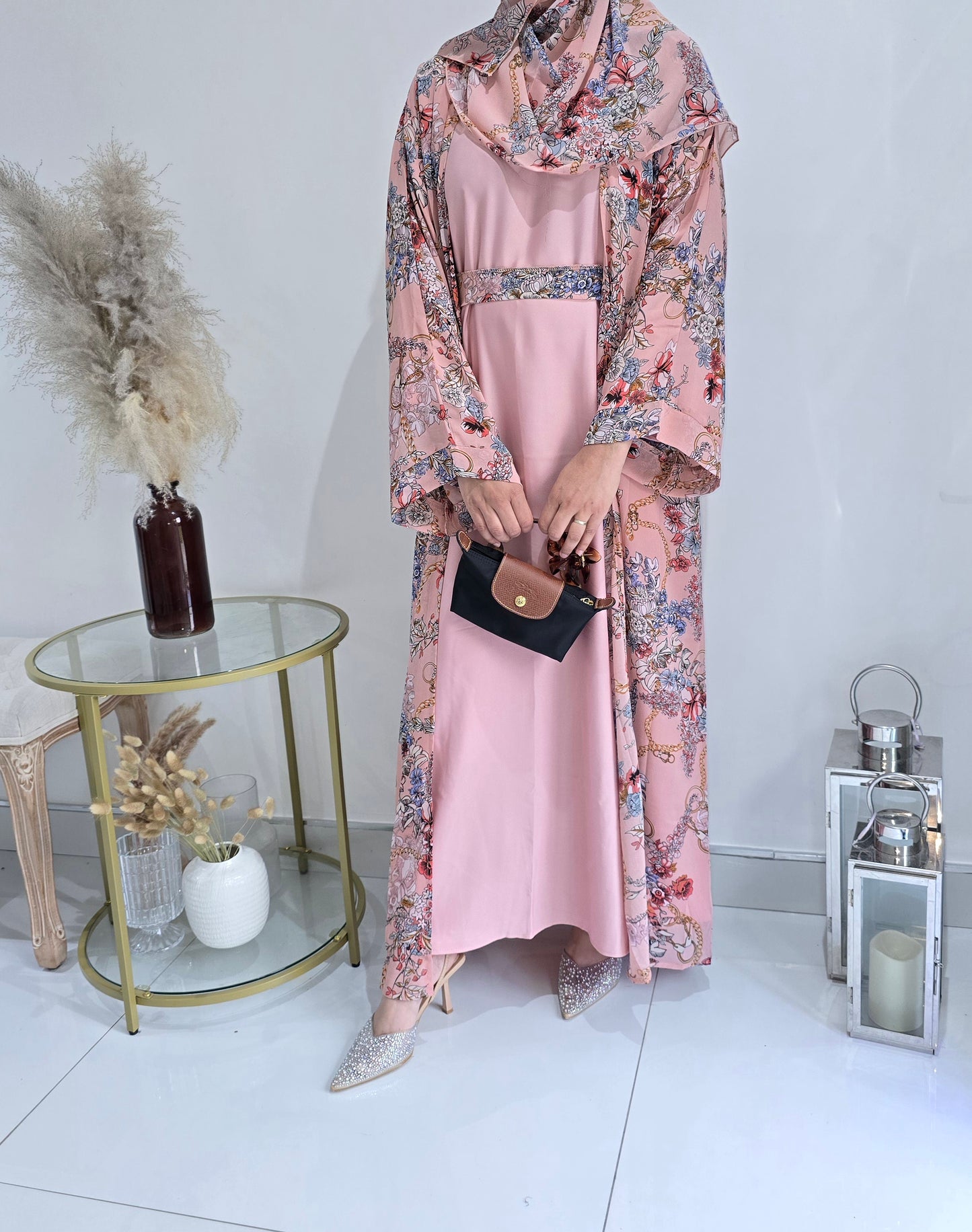Floral 4pc Printed Abaya