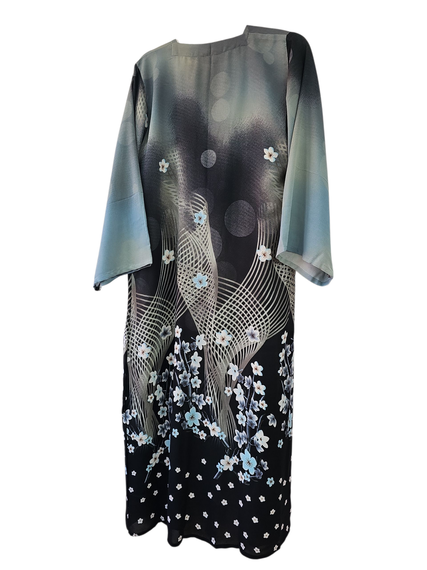 fatiisa Printed Floral Abaya with Inner Slip & Scarf