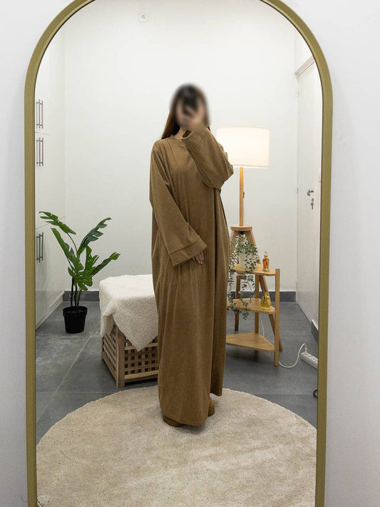 Long abaya ref:2393B-ribbed