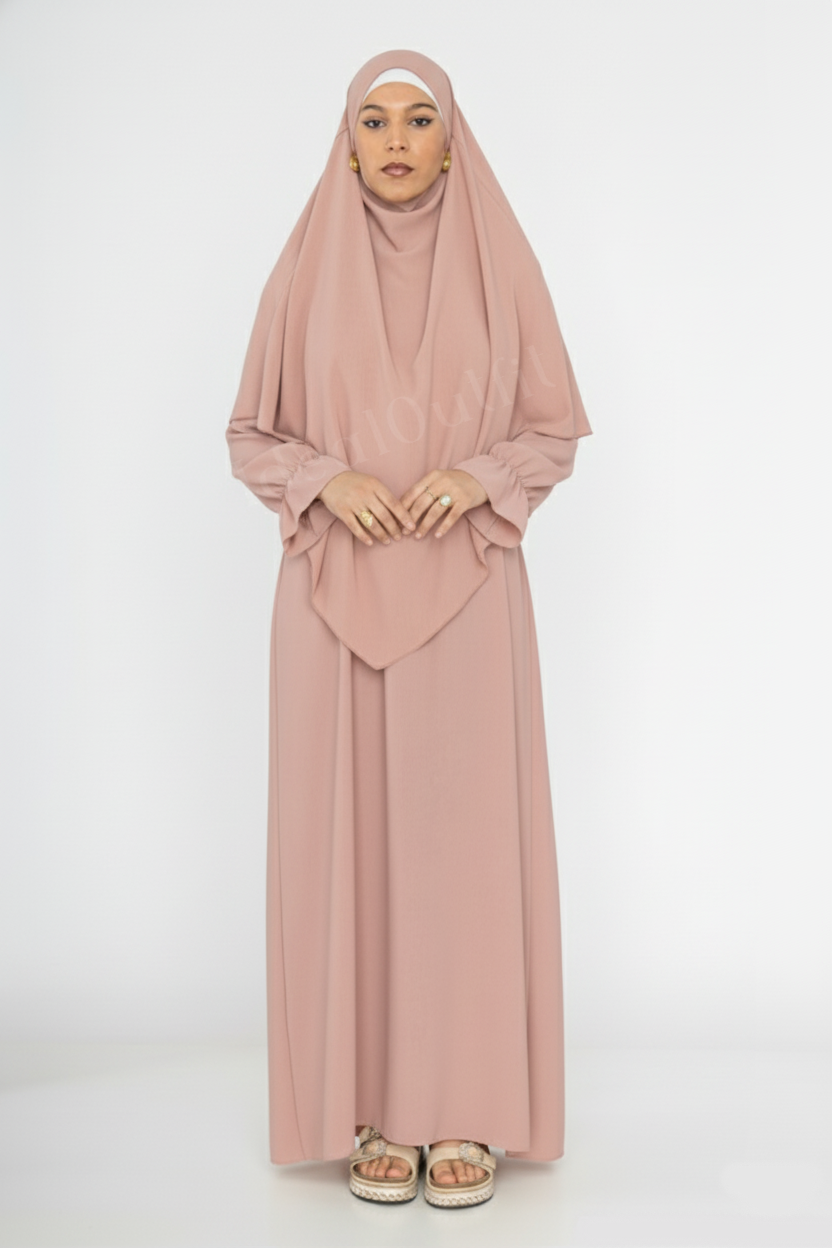 2-piece khimar abaya set ref:2316+2501jazz: Black
