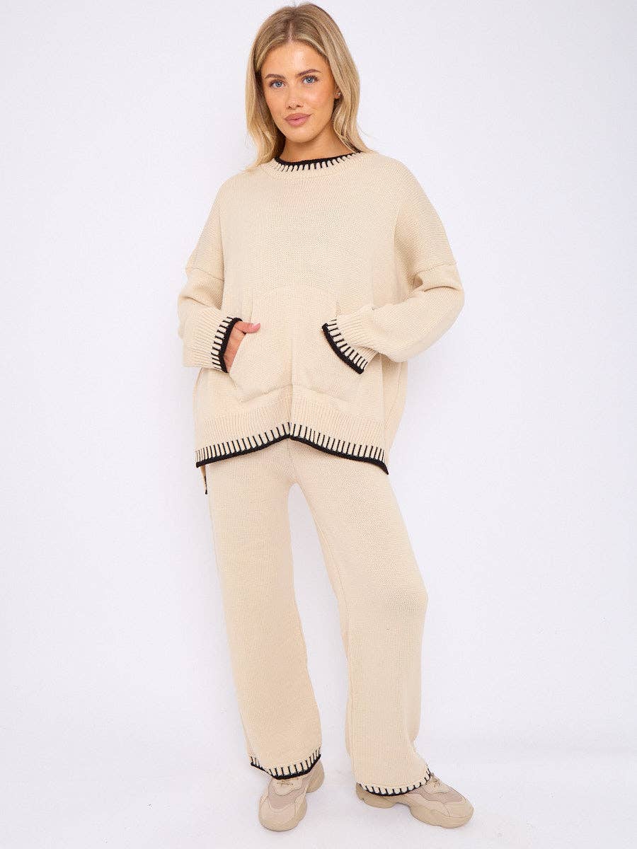 Stitch Detail Oversized Knitted Co-ord
