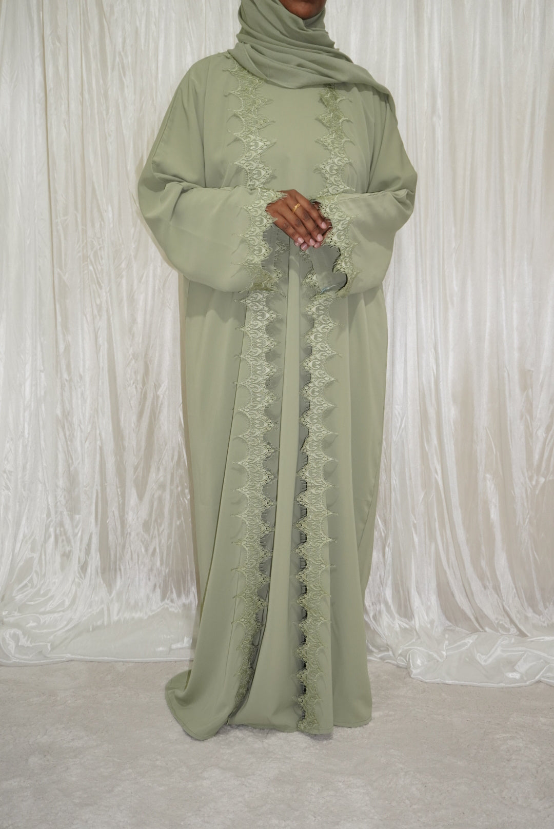 Fatiisa Dream Abaya - Mauve Elegance Long Sleeve Embroidered Set with Hijab & Inner for All Seasons Party Wear