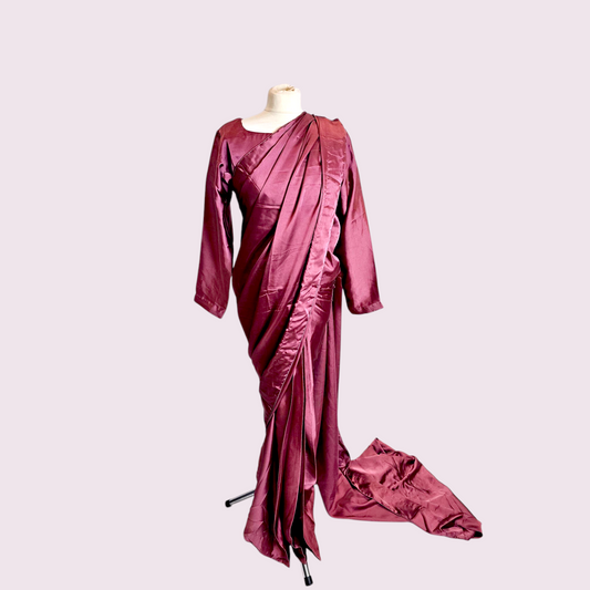 Plan Stain Ready-Made Saree One size