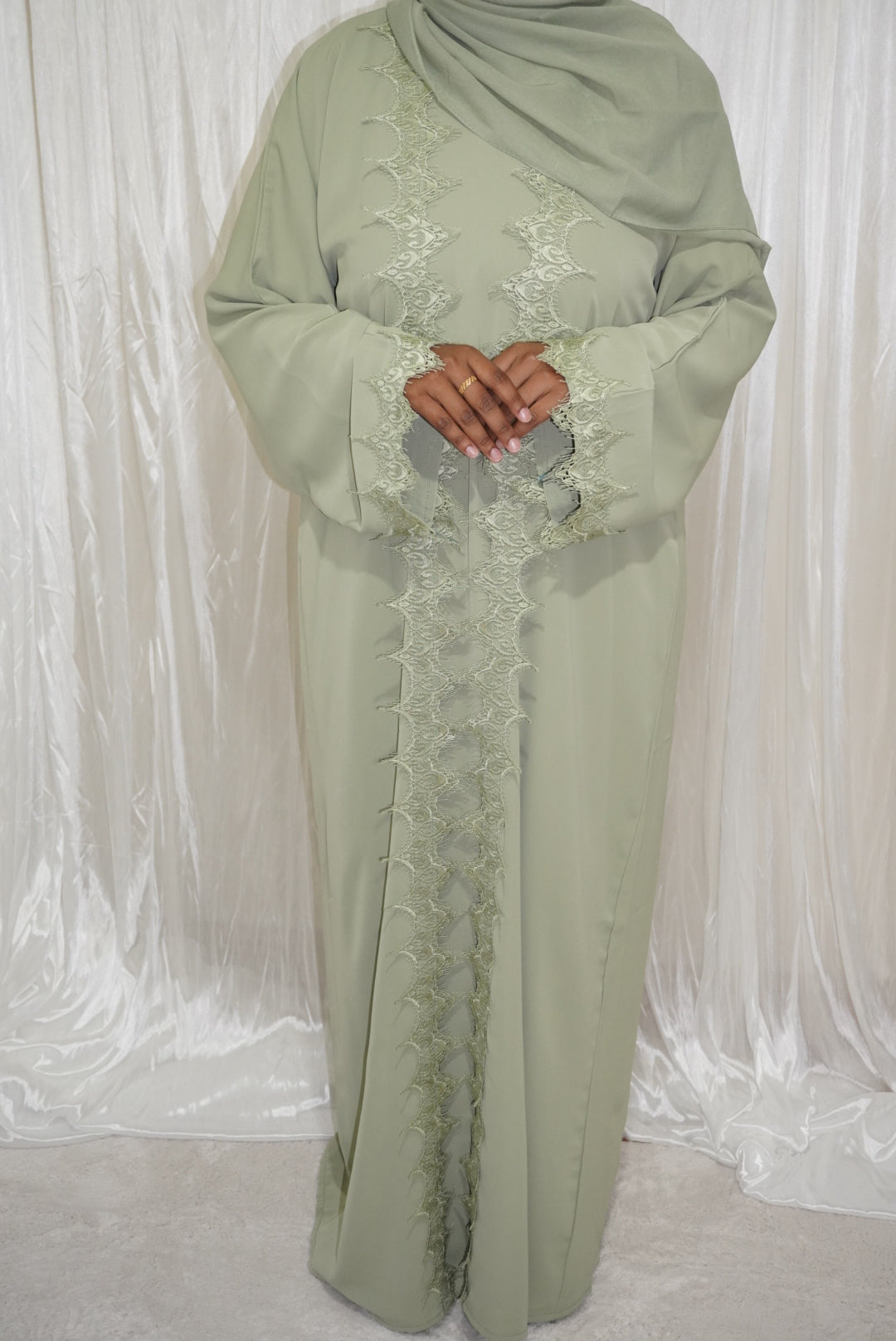 Fatiisa Dream Abaya - Mauve Elegance Long Sleeve Embroidered Set with Hijab & Inner for All Seasons Party Wear