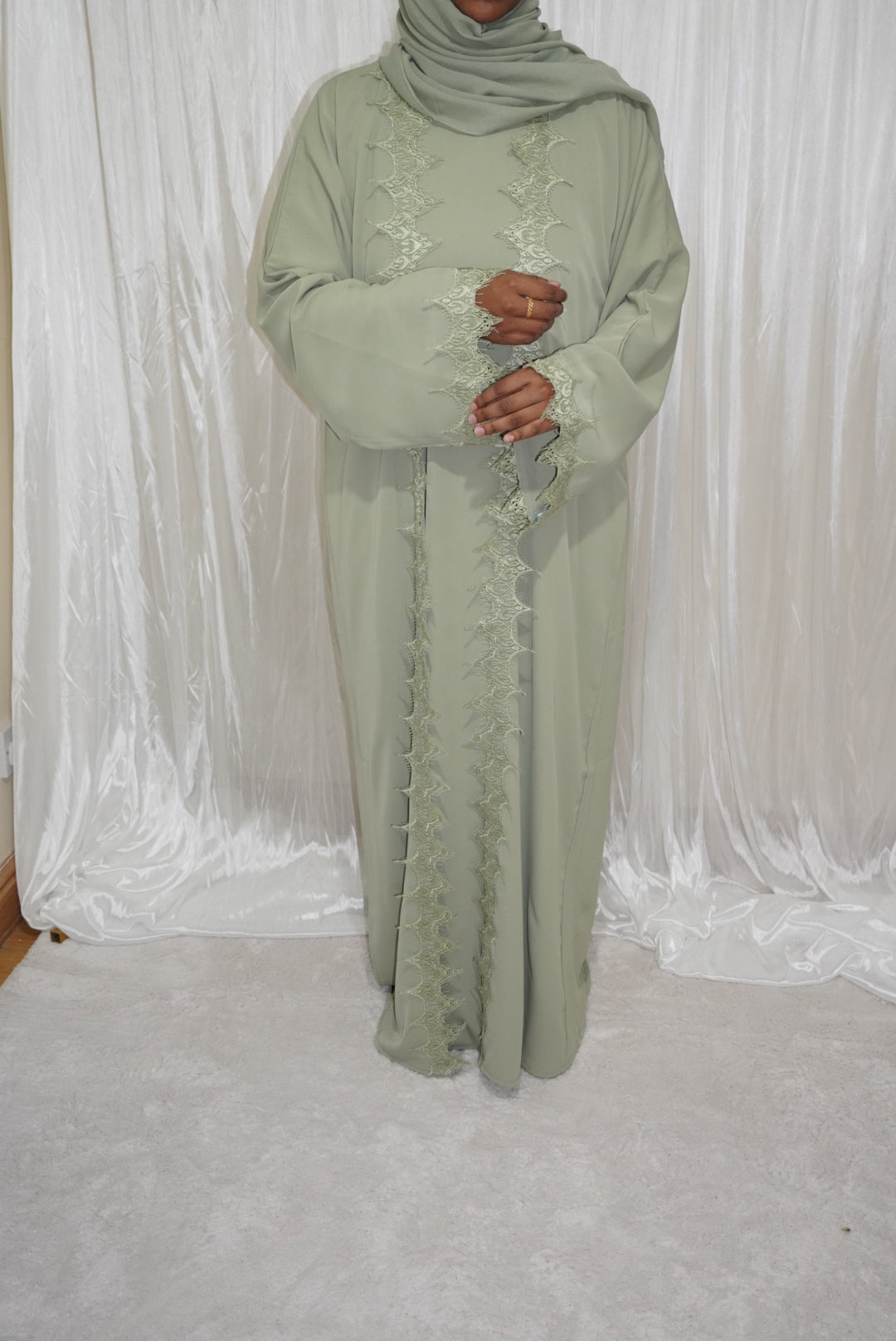 Fatiisa Dream Abaya - Mauve Elegance Long Sleeve Embroidered Set with Hijab & Inner for All Seasons Party Wear