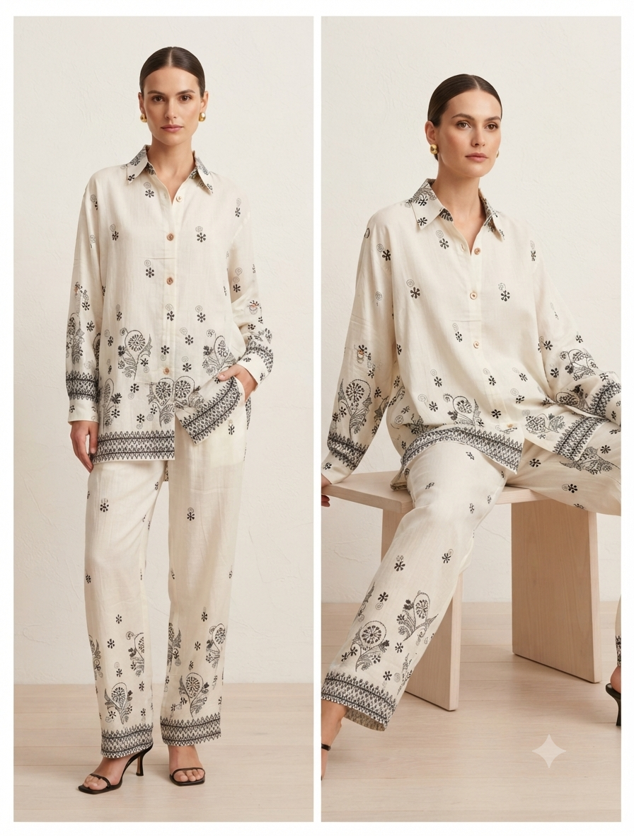Boho Chic Embroidered Co-Ord Set