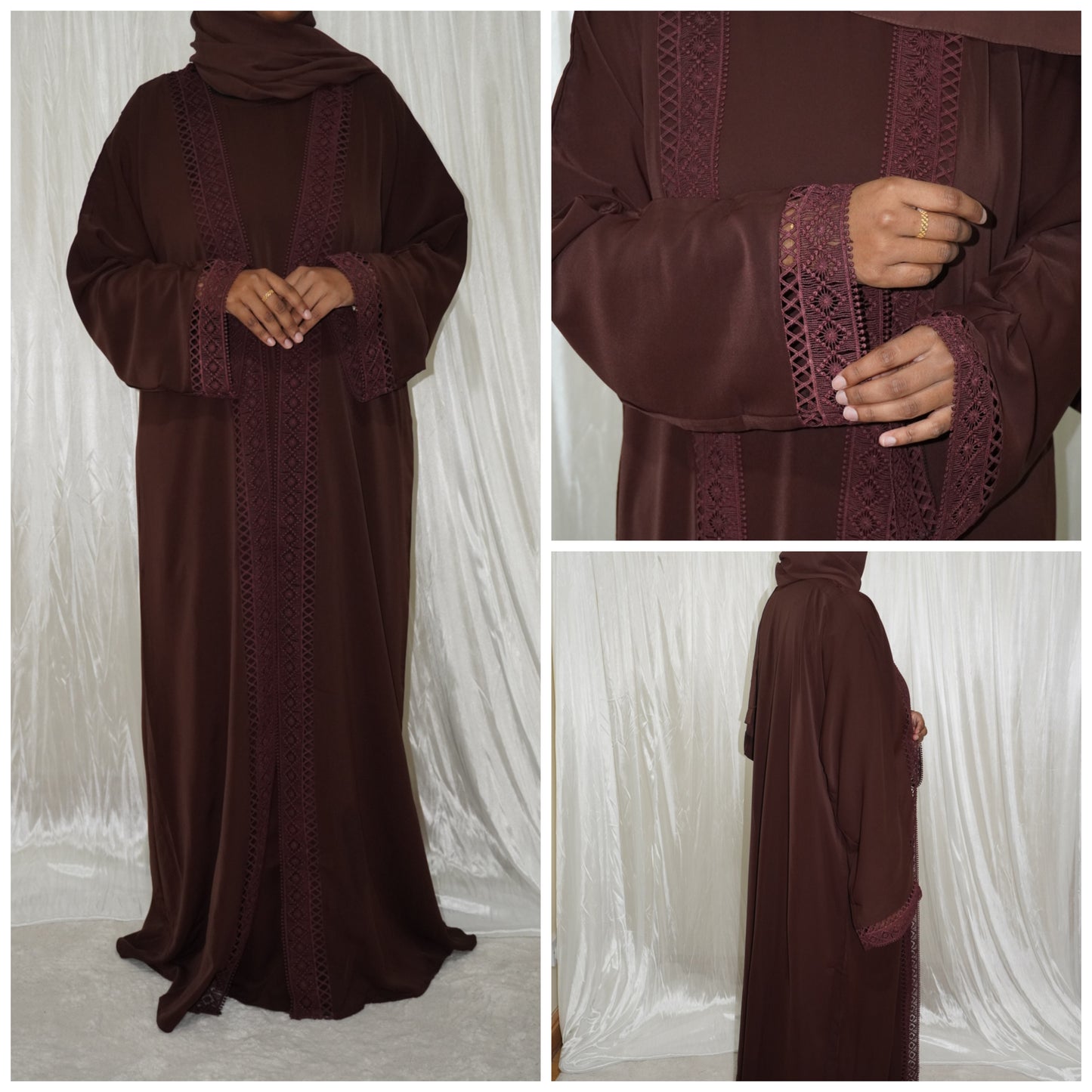 Fatiisa Haya Lace Abaya Modest Fashion,Comes With  Scarf and Inner Slip For Speical Occasions