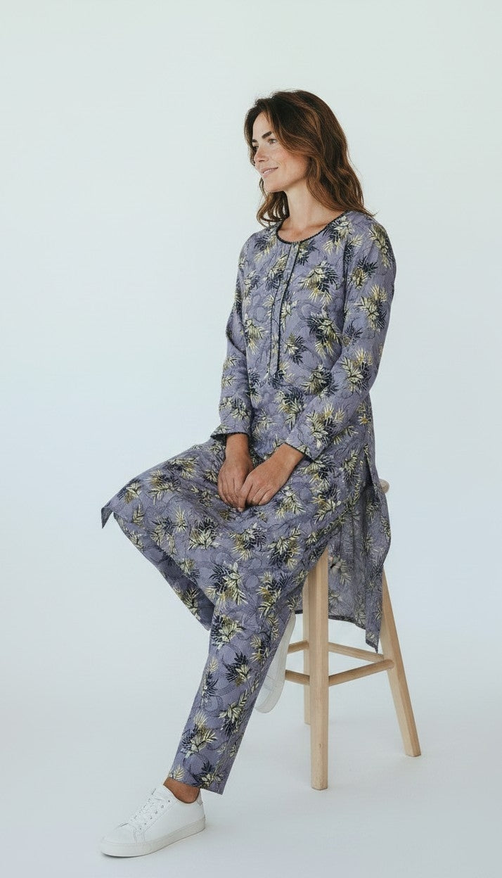 2 Piece Long Printed Outfit Co-ords Set