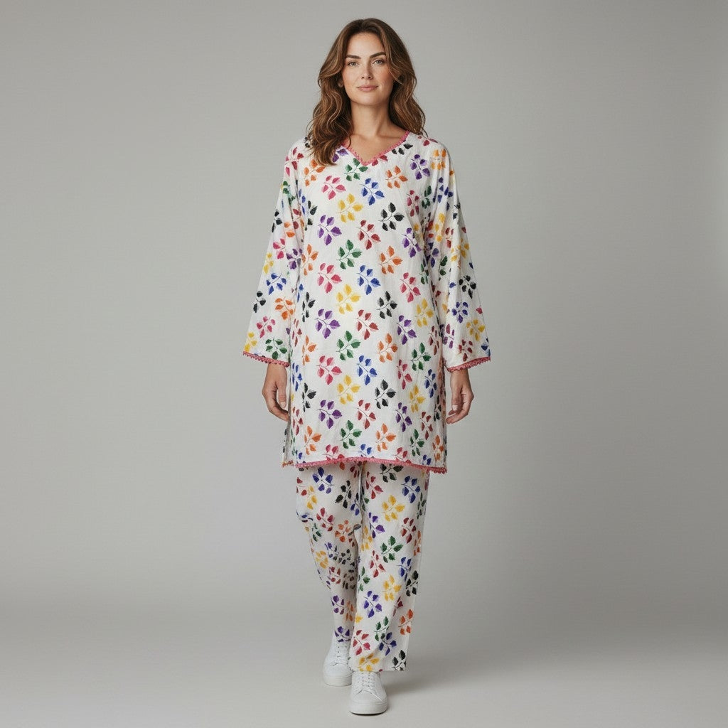 2 Piece Long Printed Outfit Co-ords Set