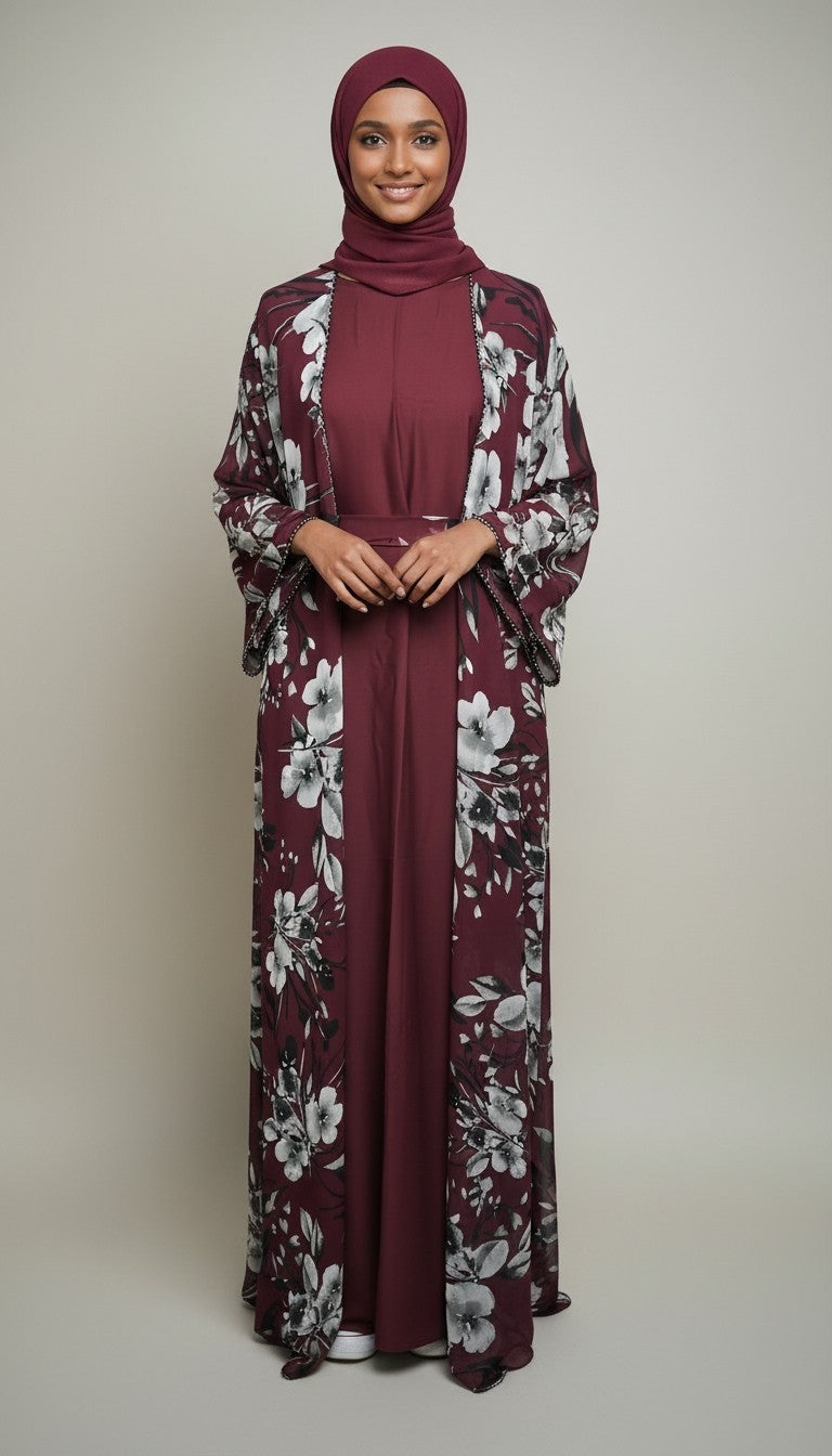 Safa Chiffon Abaya Elegant 4-piece printed