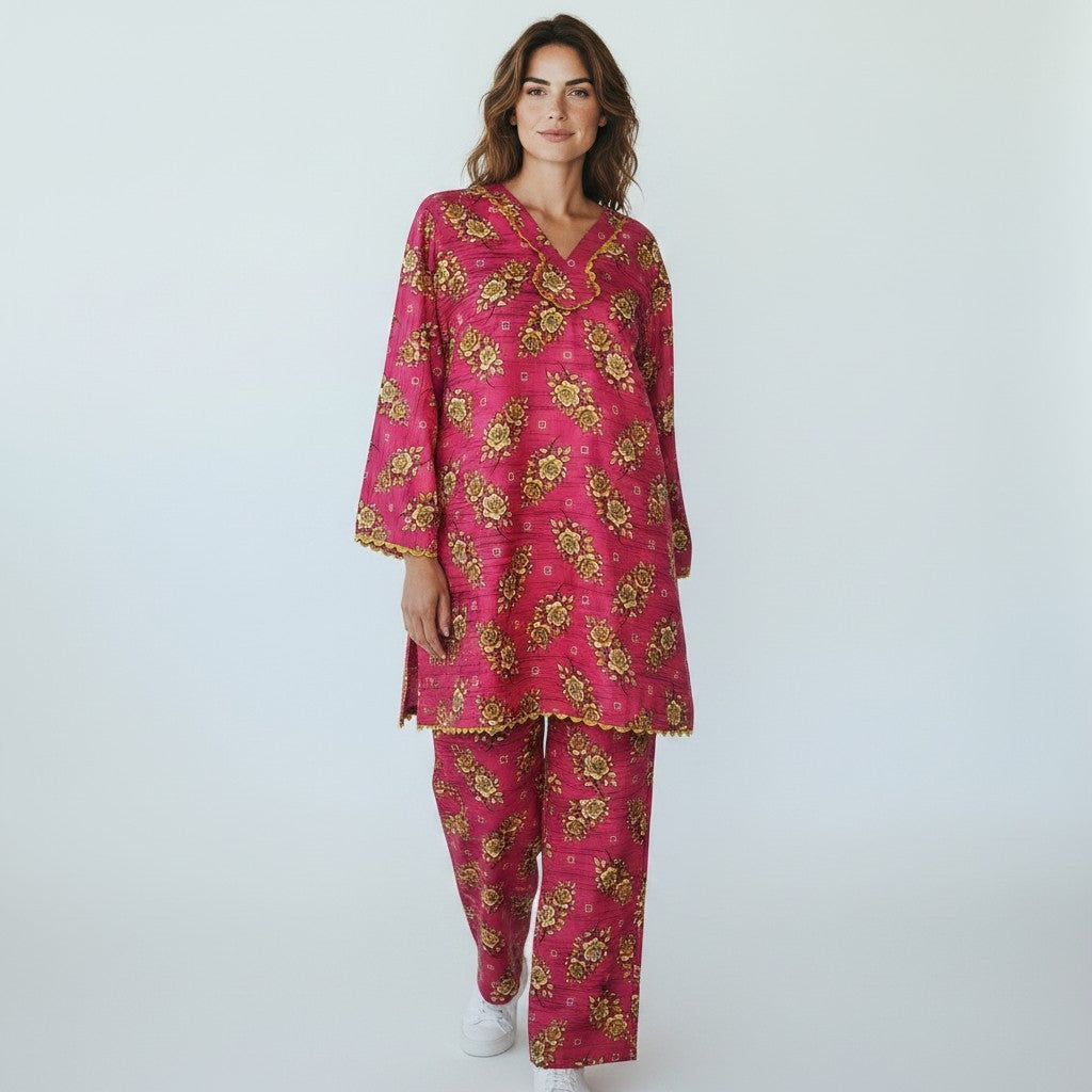 2 Piece Long Printed Outfit Co-ords Set