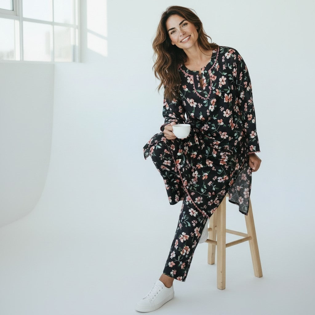 2 Piece Long Printed Outfit Co-ords Set