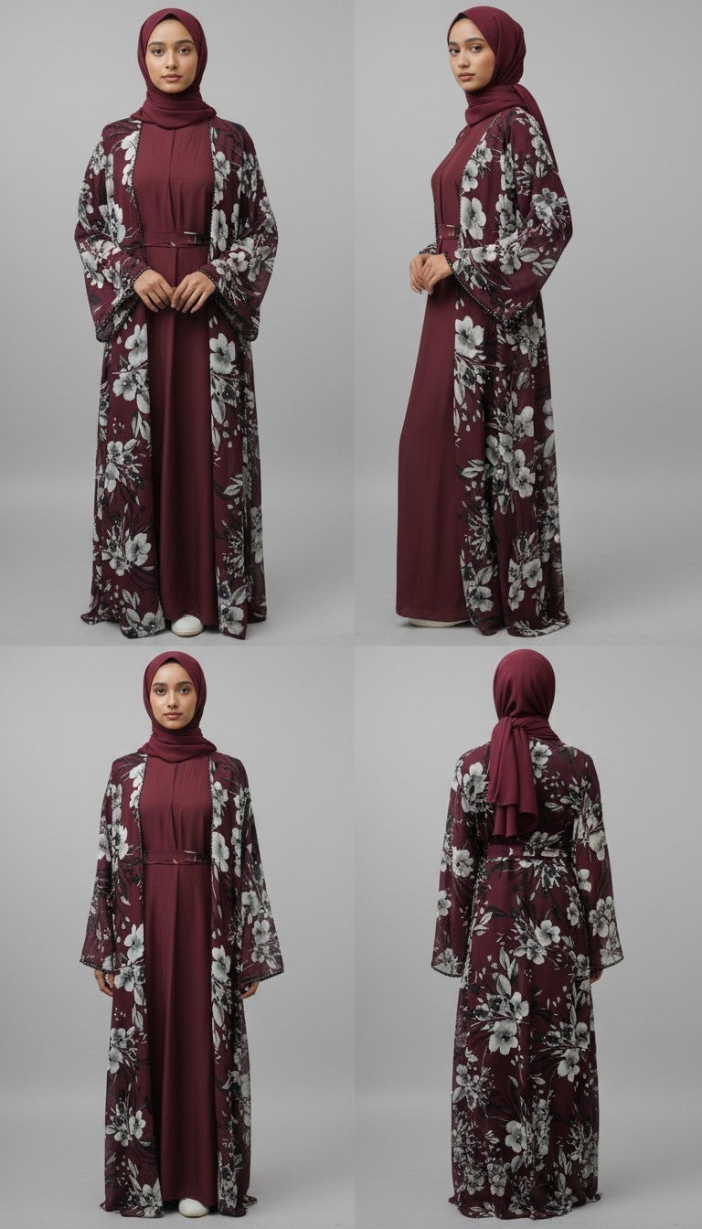 Safa Chiffon Abaya Elegant 4-piece printed