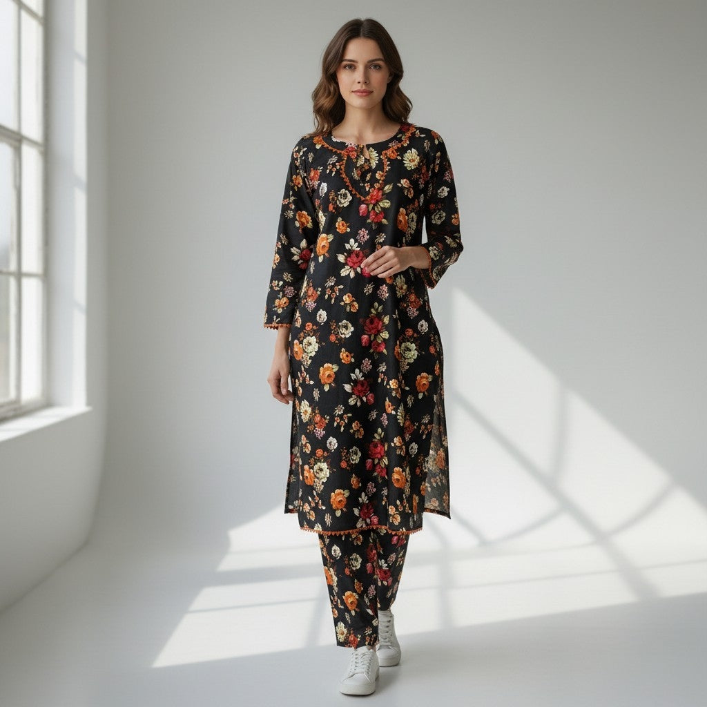 2 Piece Long Printed Outfit Co-ords Set