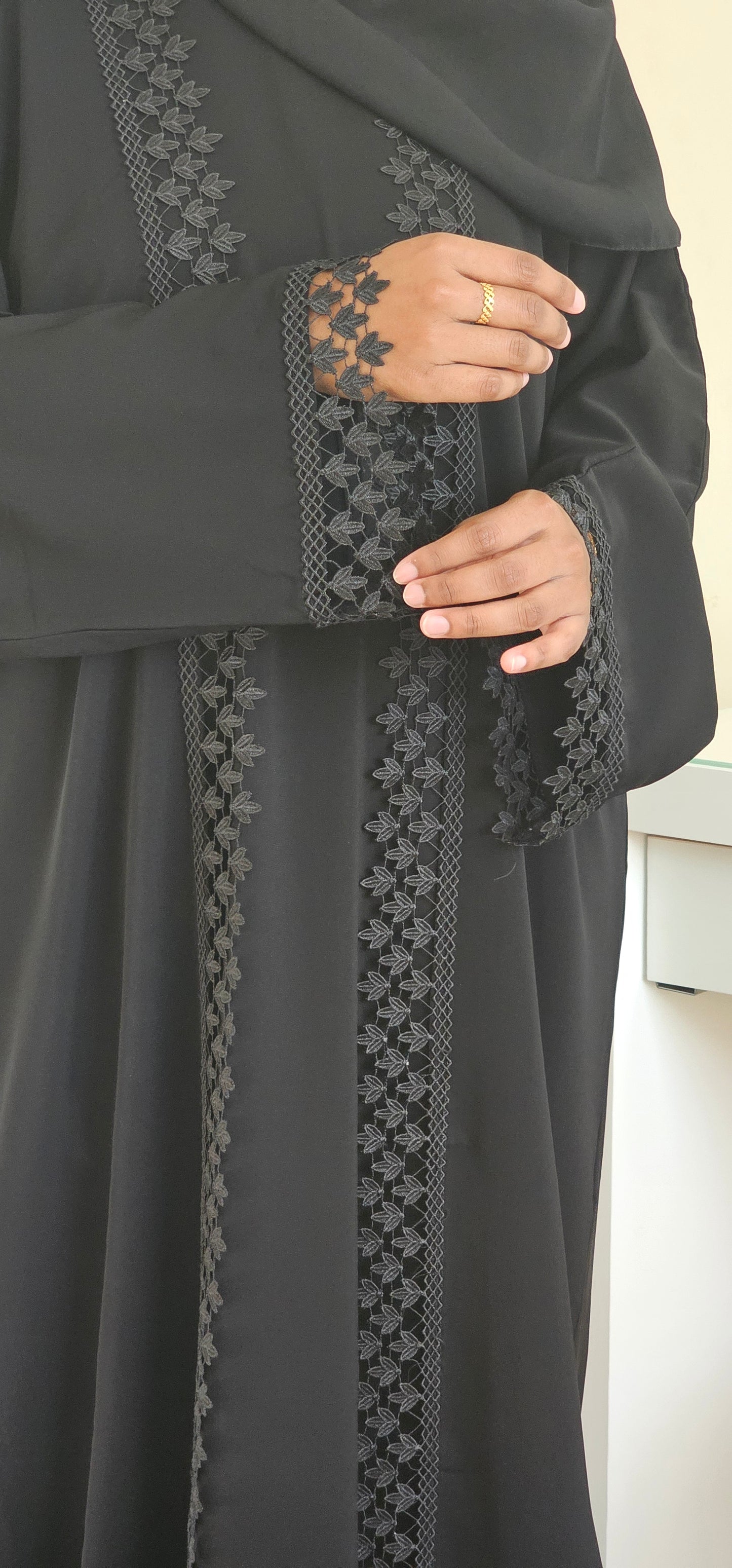 Fatiisa Maya Lace Abaya Elegant Black Lace Abaya | Modest & Stylish | Everyday & Occasion Wear