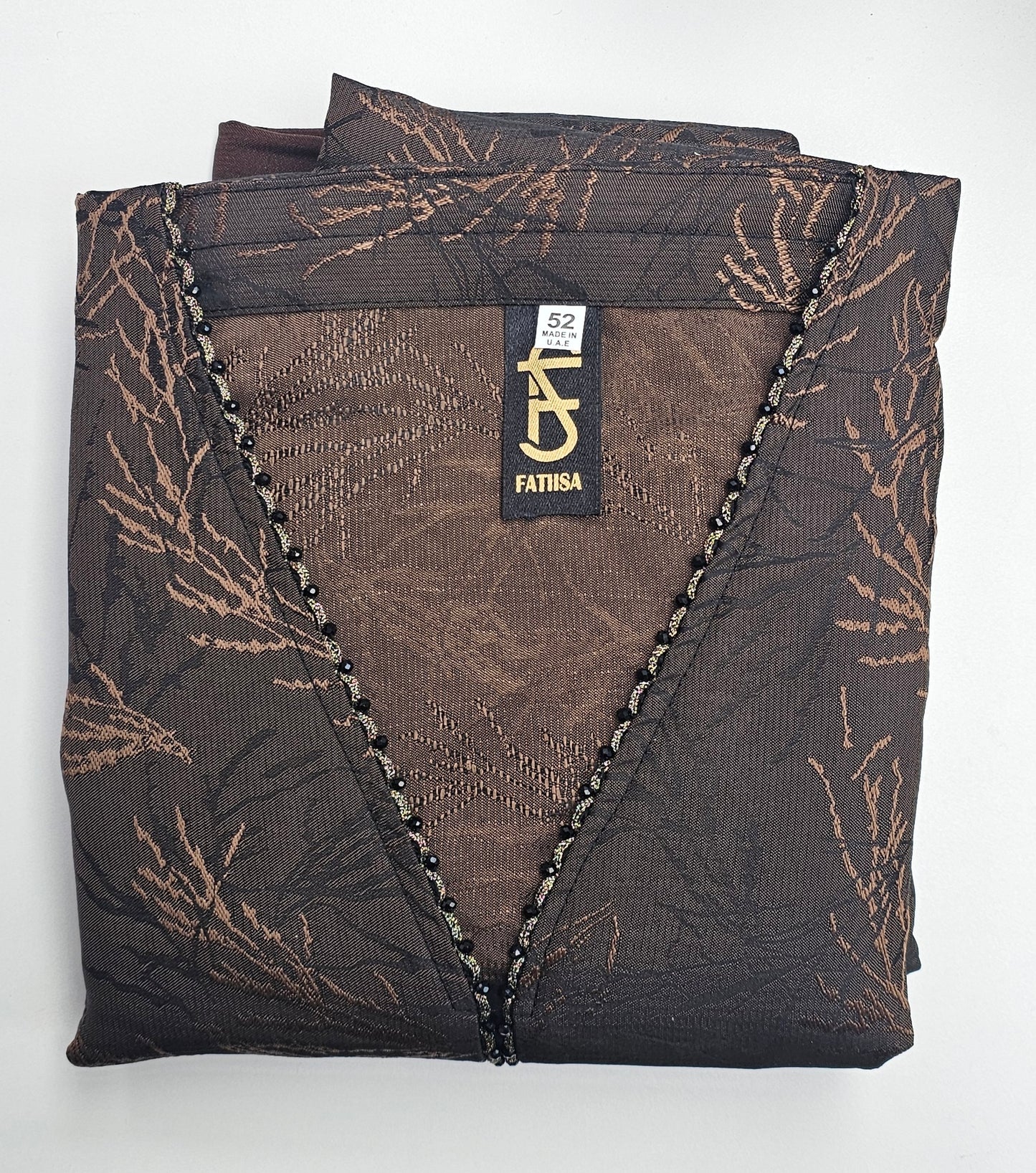 Luxury Jacquard Closed Abaya with Matching Scarf