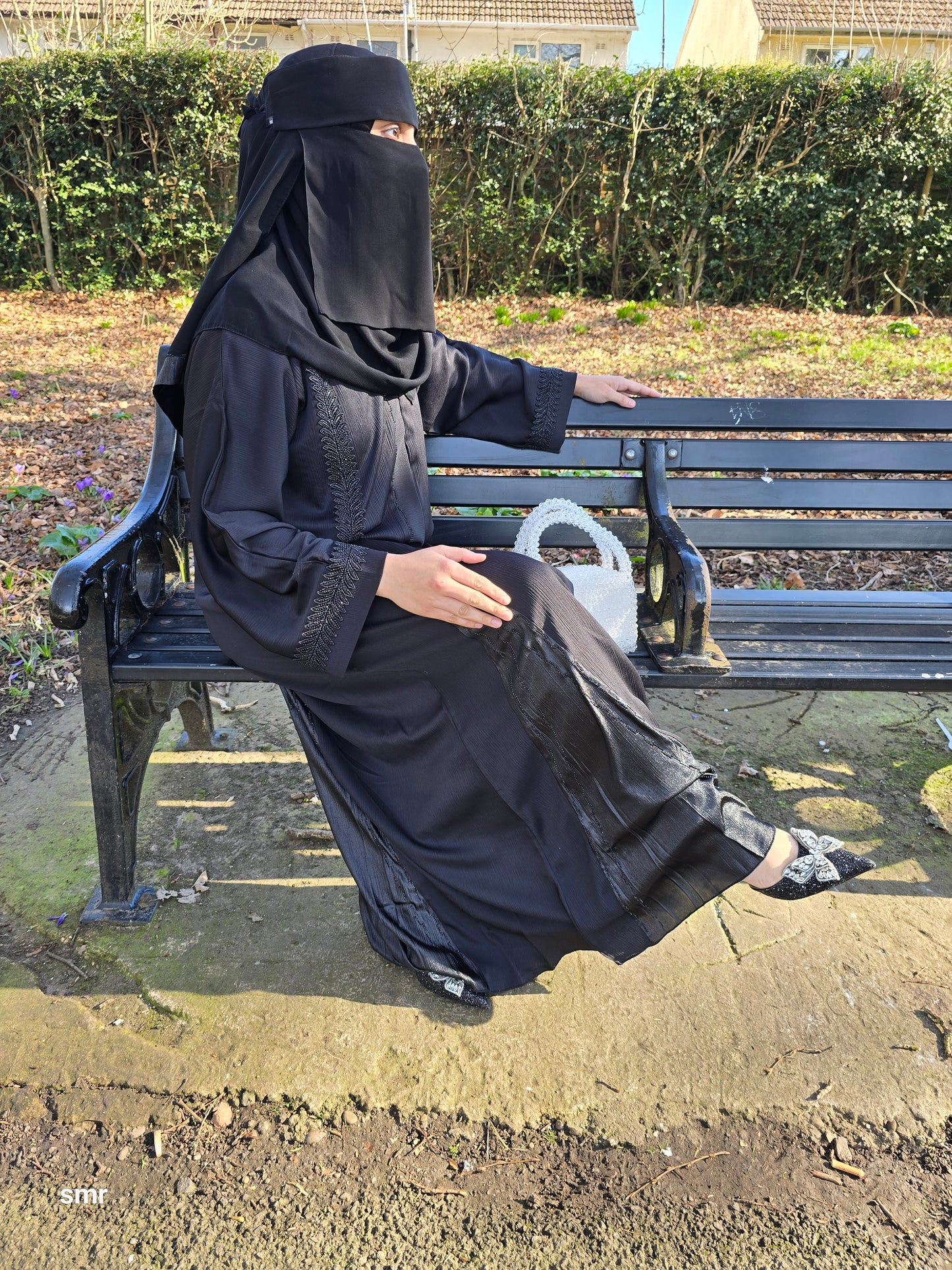 Eid Beautiful Emirati Lace Floral Buttons Open Abaya With Scarf And Belt