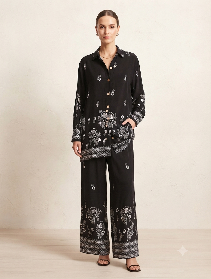 Boho Chic Embroidered Co-Ord Set