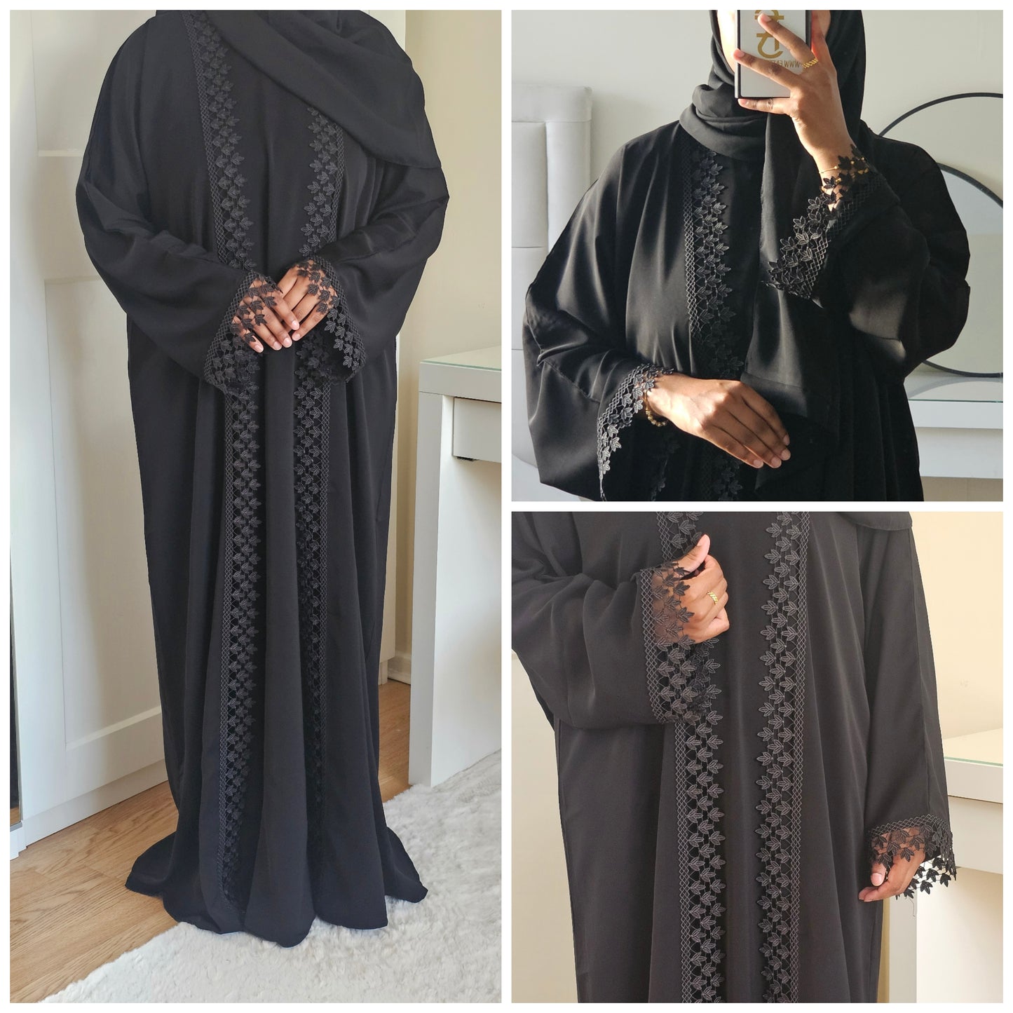 Fatiisa Maya Lace Abaya Elegant Black Lace Abaya | Modest & Stylish | Everyday & Occasion Wear
