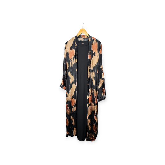 Printed casual abaya with sleeveless inner One-size fit all