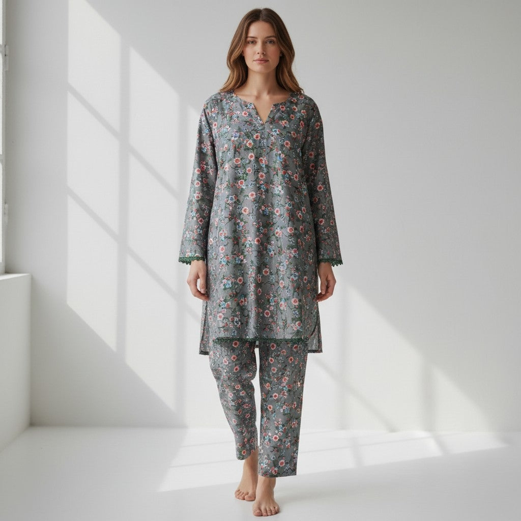 2 Piece Long Printed Outfit Co-ords Set