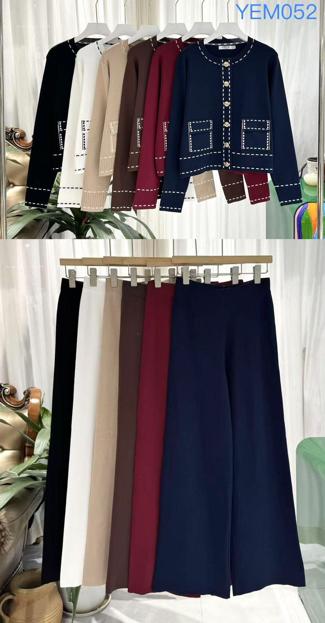 Sweater Material Coord Set – One Size, 3 Colours