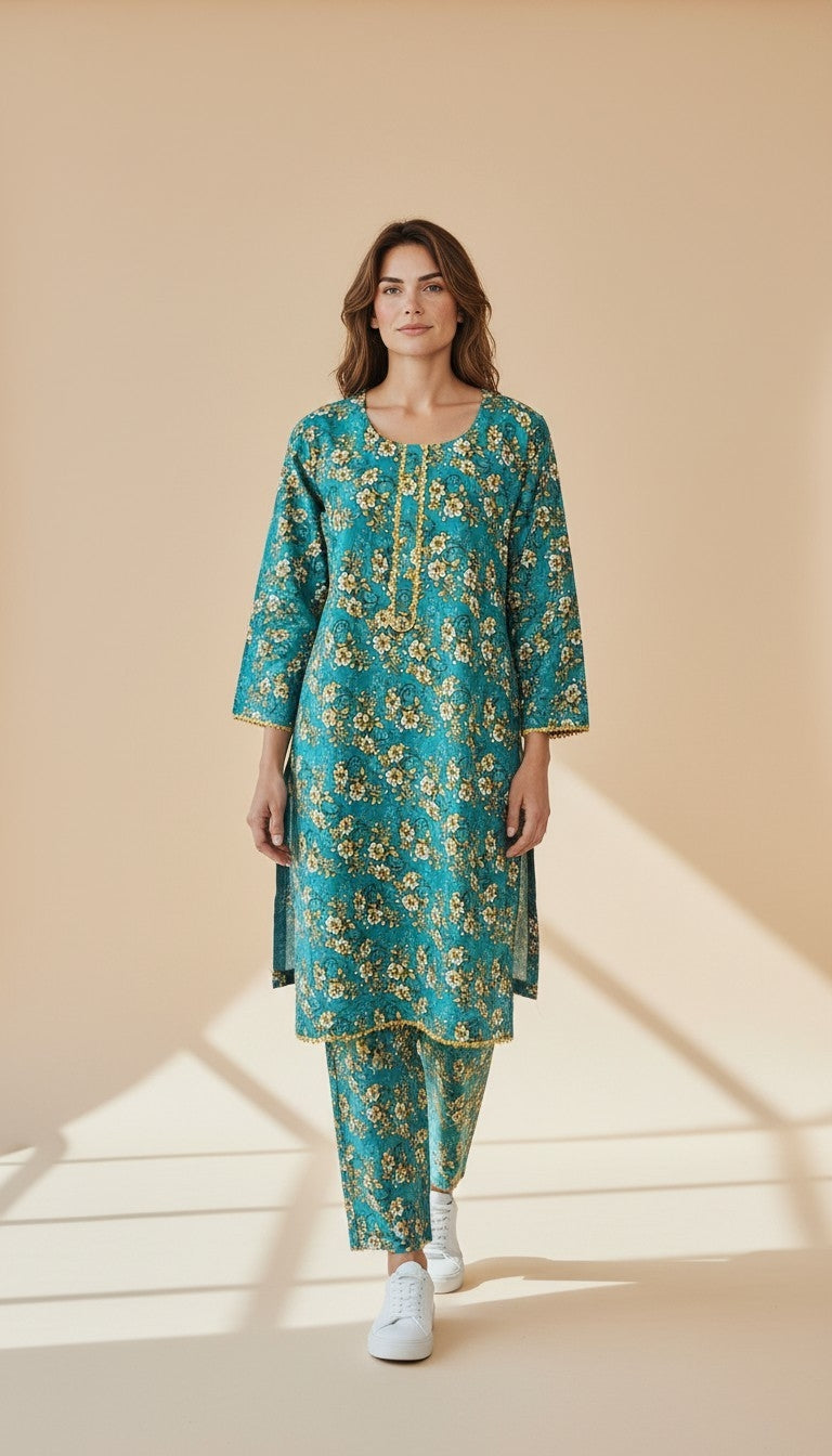 2 Piece Long Printed Outfit Co-ords Set