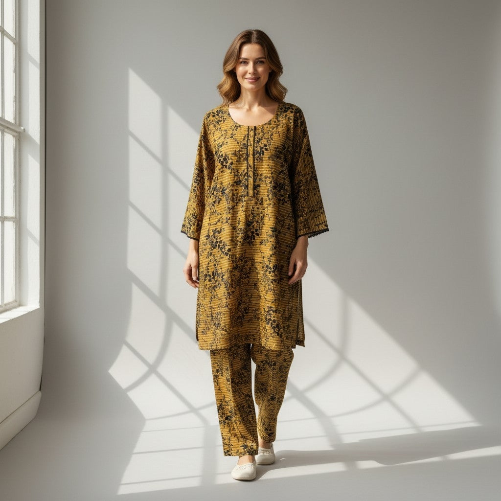 2 Piece Long Printed Outfit Co-ords Set