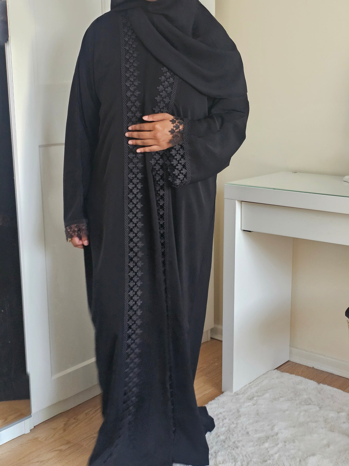 Fatiisa Maya Lace Abaya Elegant Black Lace Abaya | Modest & Stylish | Everyday & Occasion Wear